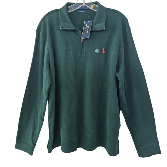 Polo Ralph Lauren Mens Green Size Large 1/4 Zip Pullover Sweater NEW - Picture 1 of 4